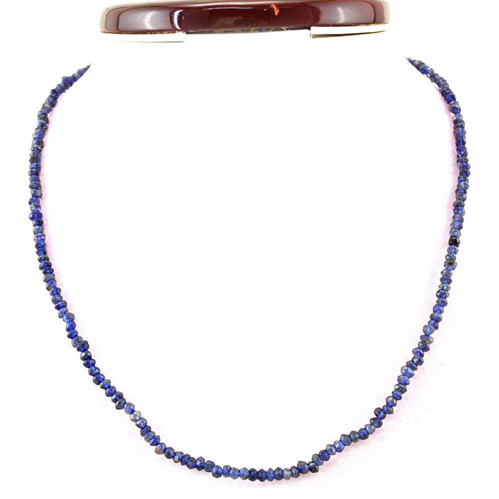 gemsmore:Blue Tanzanite Necklace Natural Round Shape Faceted Beads