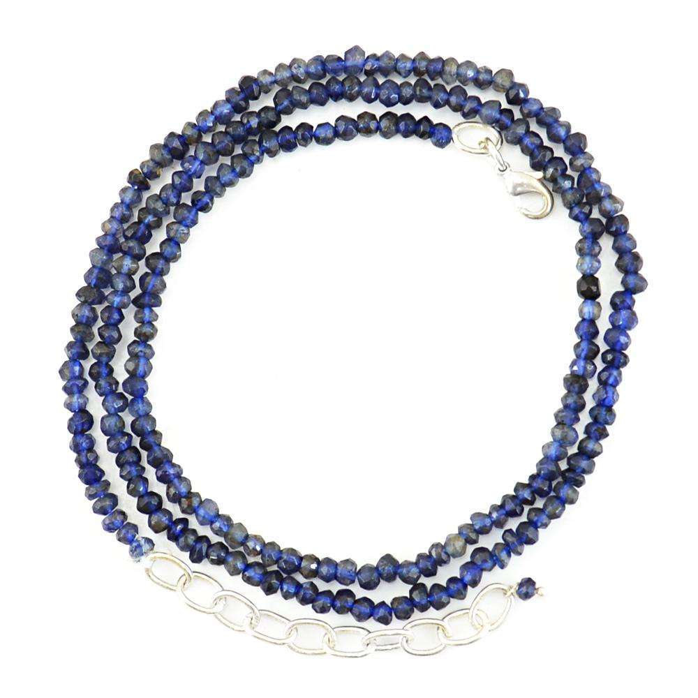 gemsmore:Blue Tanzanite Necklace Natural Round Shape Faceted Beads