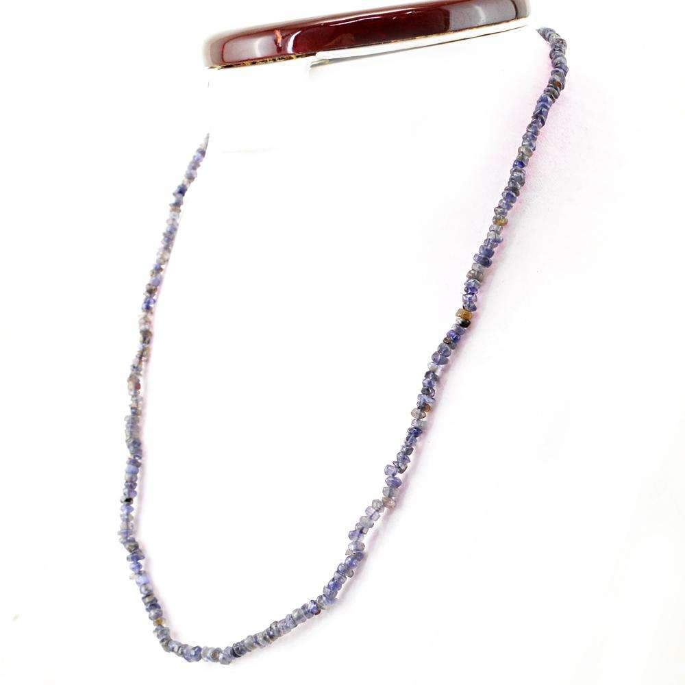 gemsmore:Blue Tanzanite Necklace Natural Round Shape Untreated Beads