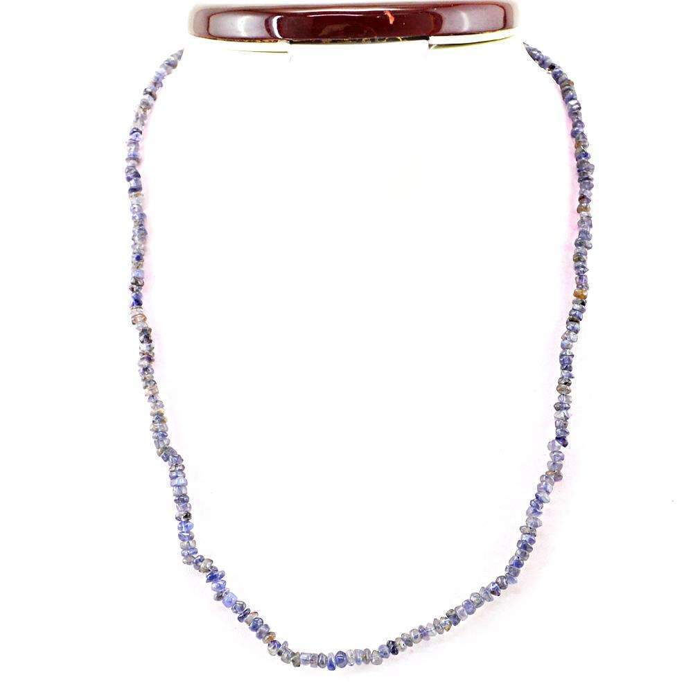gemsmore:Blue Tanzanite Necklace Natural Round Shape Untreated Beads