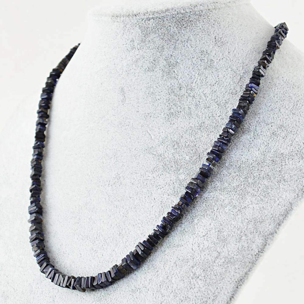 gemsmore:Blue Tanzanite Necklace Natural Untreated Beads - Single Strand