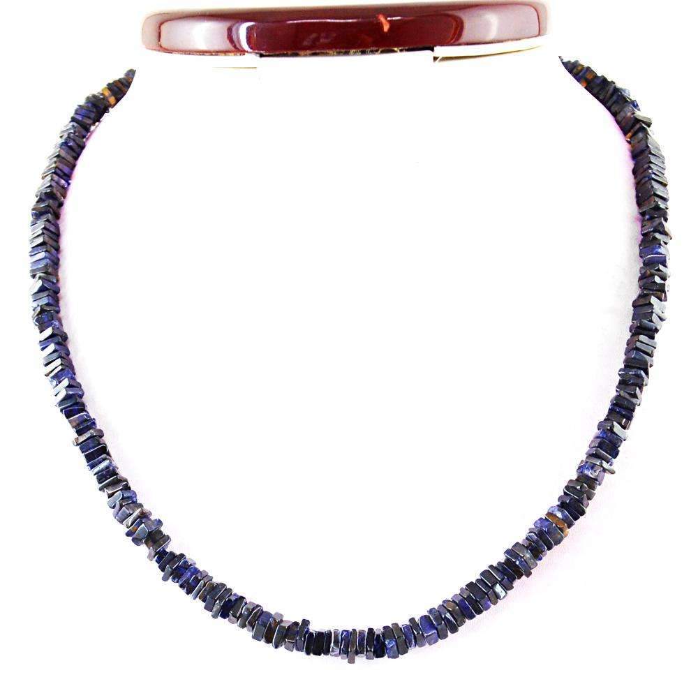 gemsmore:Blue Tanzanite Necklace Natural Untreated Beads