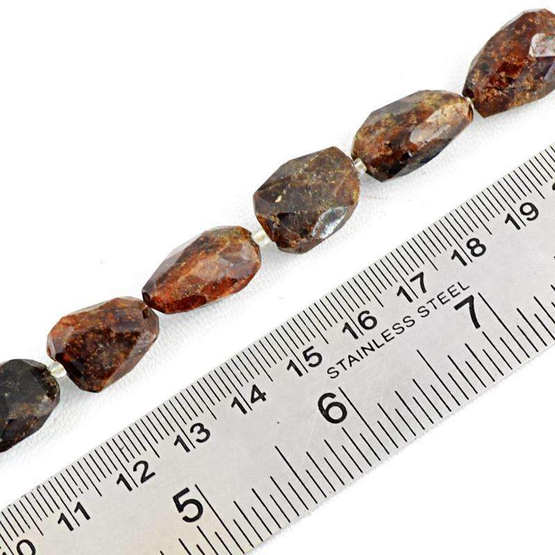 gemsmore:Brown Agate Drilled Beads Strand Natural Faceted