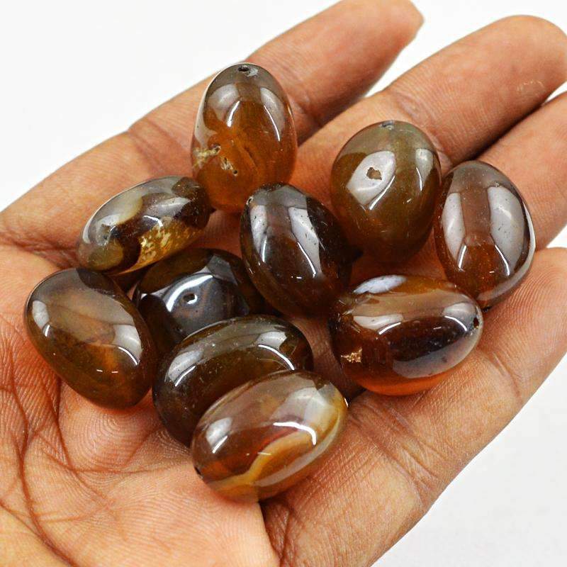 gemsmore:Brown Onyx Beads Lot - Natural Drilled