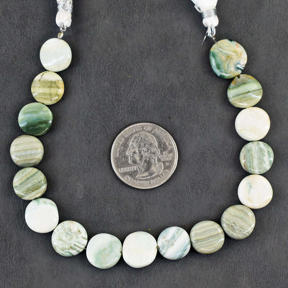 gemsmore:Carats 112 Genuine 09 Inches Green Opal Beads Strand