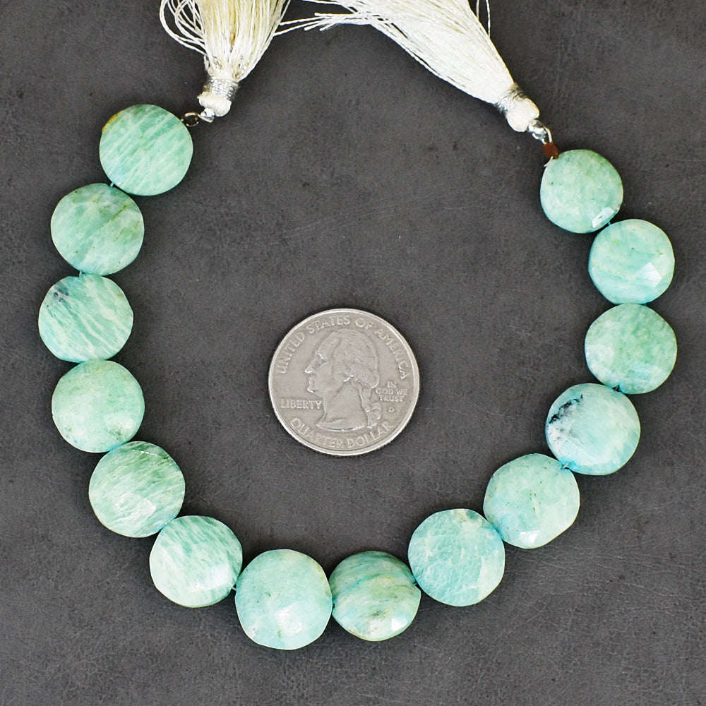 gemsmore:Carats 131 Genuine 08 Inches Amazonite Faceted  Beads Strand