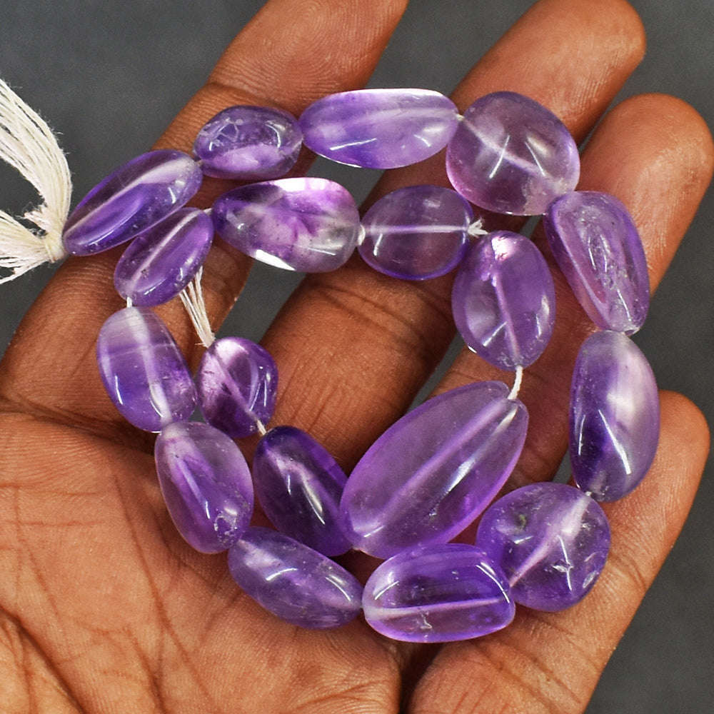gemsmore:Carats 184 Genuine 10 Inches Amethyst Beads Strand