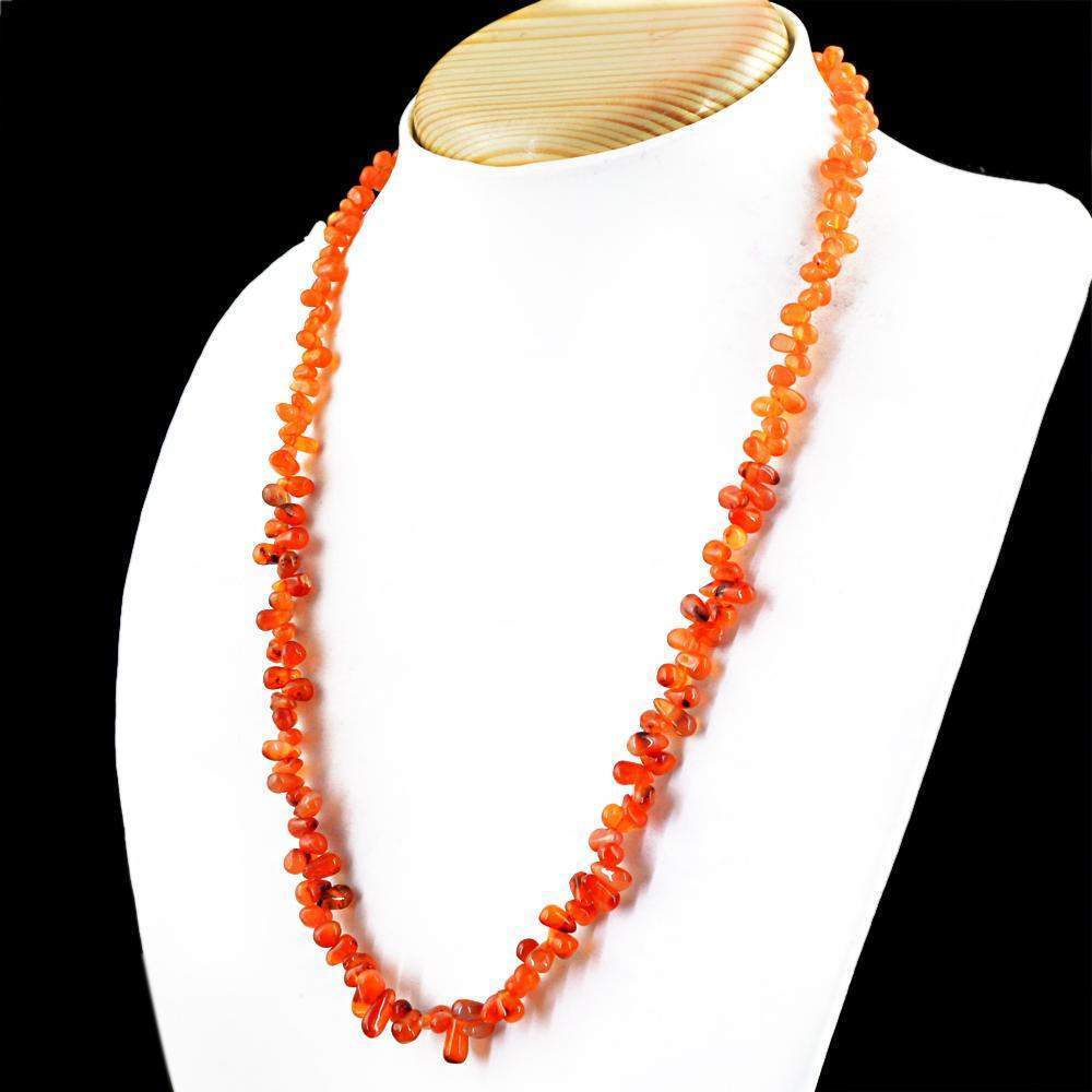 gemsmore:Carnelian Necklace Natural Untreated Tear Drop Beads