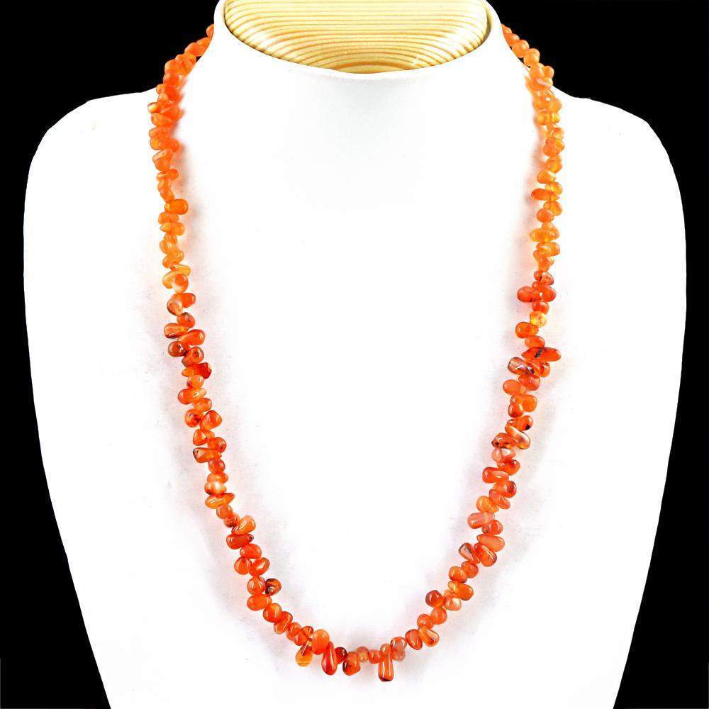 gemsmore:Carnelian Necklace Natural Untreated Tear Drop Beads