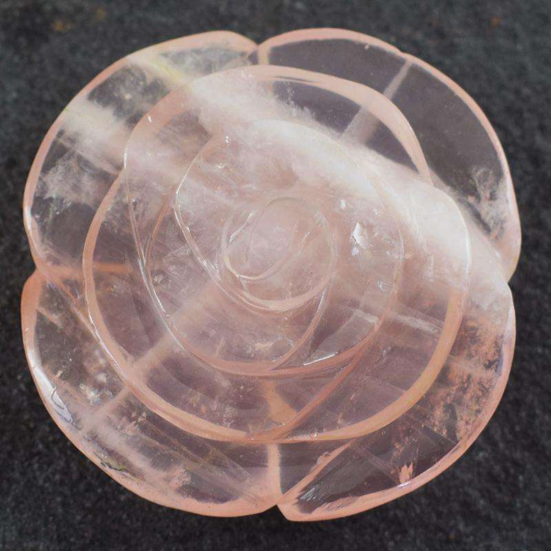 gemsmore:Carved Beautiful Pink Rose Quartz Rose Gemstone