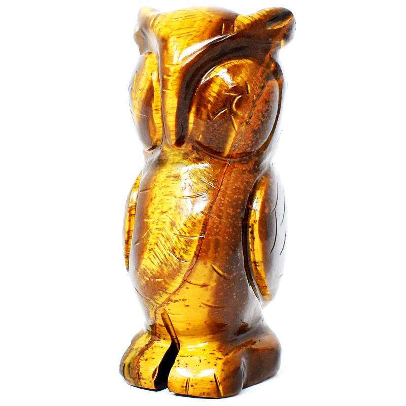gemsmore:Carved Golden Tiger Eye Gemstone Owl