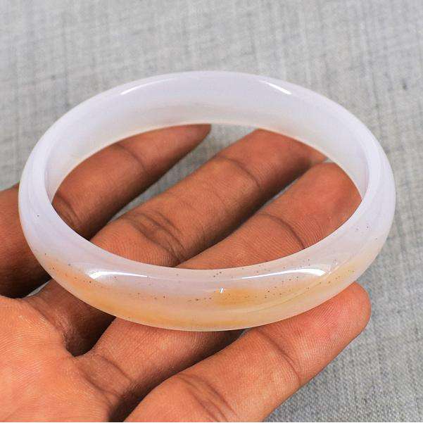 gemsmore:Carved Pink Rose Quartz Designer Bangle
