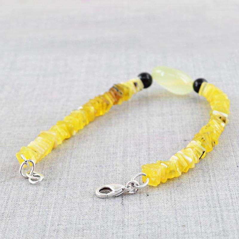gemsmore:Chalcedony & Peruvian Opal Bracelet Natural Untreated Beads