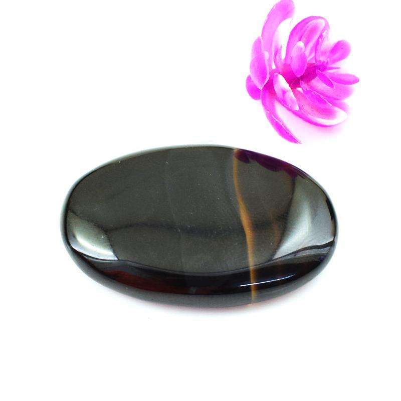 gemsmore:Copy of Natural Oval Shape Black Druzy Onyx Loos Gemstone