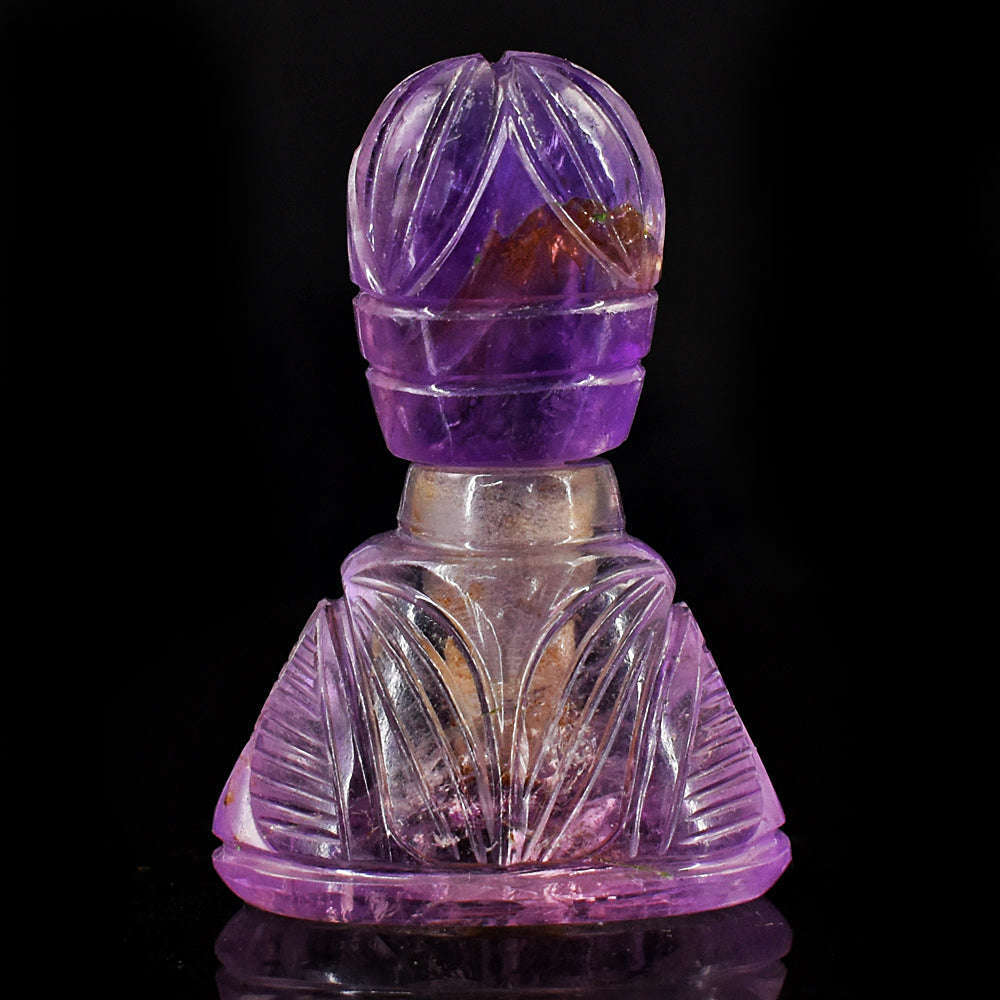 gemsmore:Craftsmen Amethyst  Hand Carved Genuine Crystal Gemstone Carving Perfume Bottle
