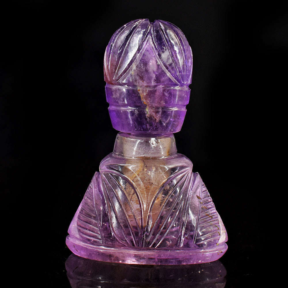 gemsmore:Craftsmen Amethyst  Hand Carved Genuine Crystal Gemstone Carving Perfume Bottle