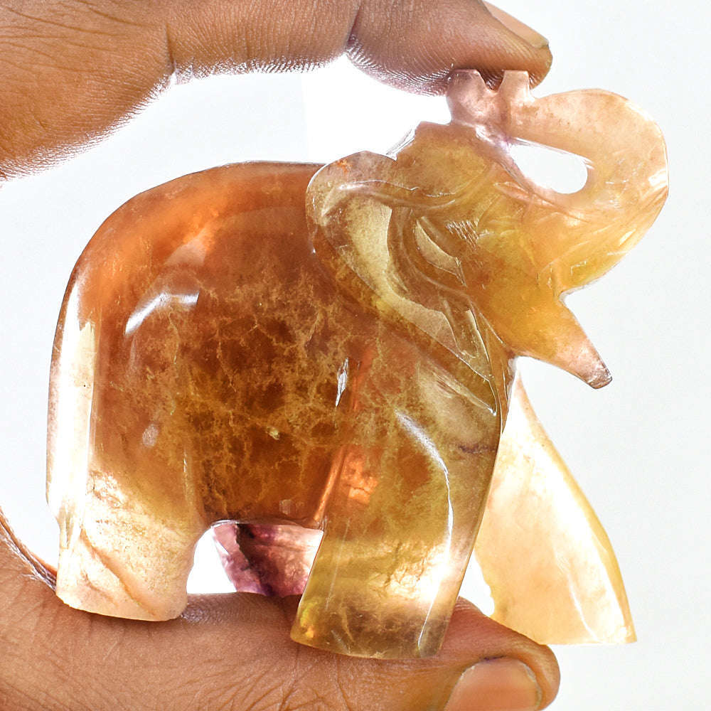 gemsmore:Craftsmen Aventurine Hand Carved Genuine Crystal Gemstone Carving Elephant