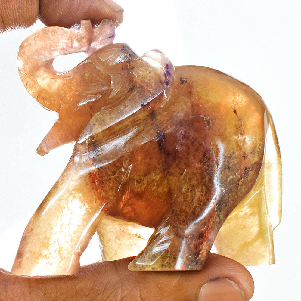 gemsmore:Craftsmen Aventurine Hand Carved Genuine Crystal Gemstone Carving Elephant