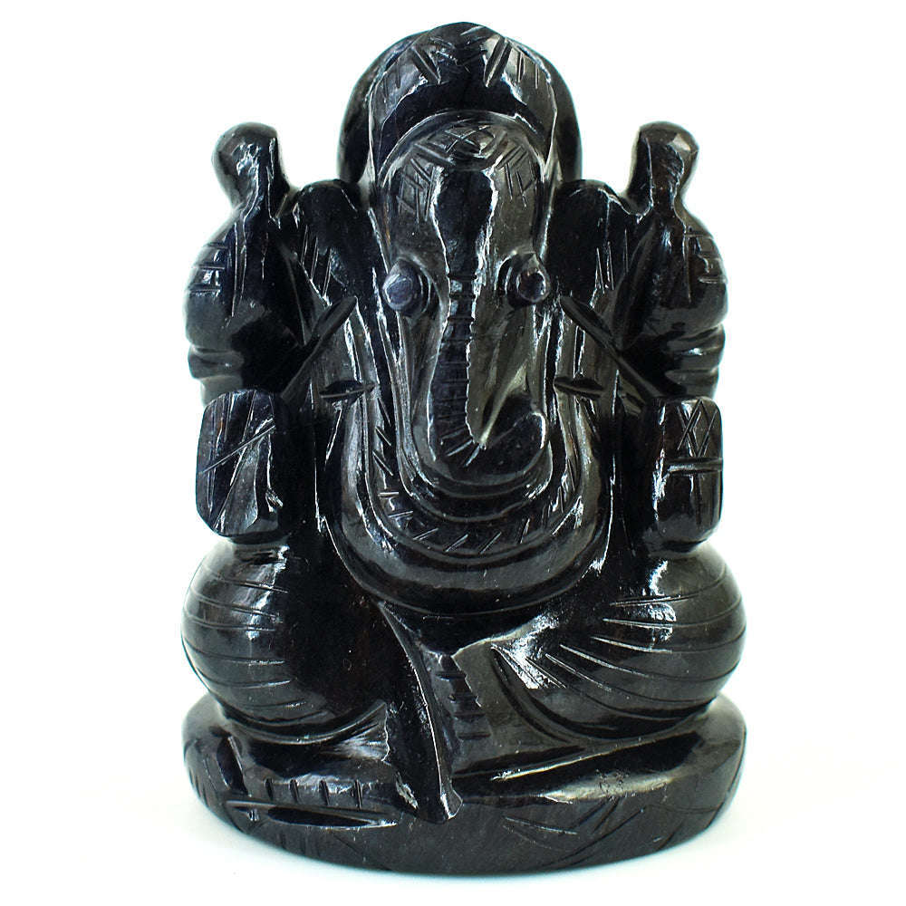 gemsmore:Craftsmen Blue Jade Hand Carved Genuine Crystal Gemstone Carving Lord Ganesha