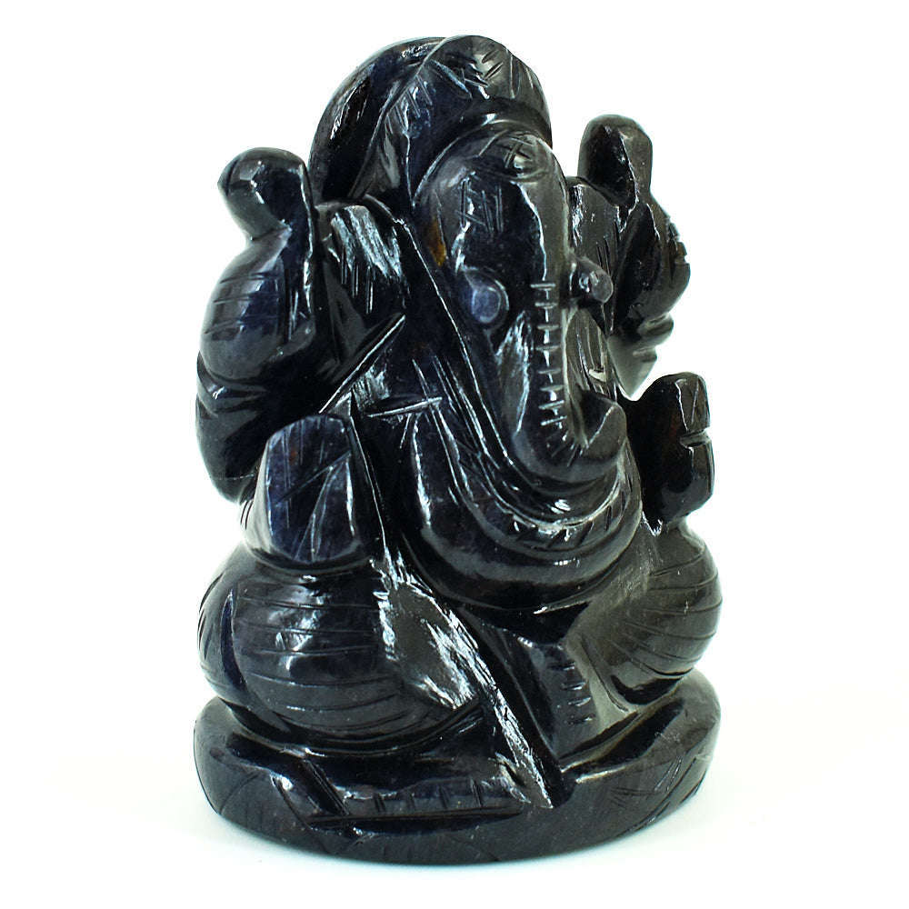 gemsmore:Craftsmen Blue Jade Hand Carved Genuine Crystal Gemstone Carving Lord Ganesha