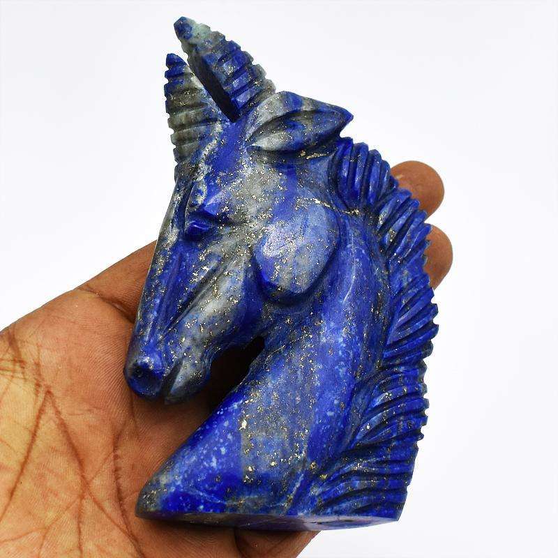 gemsmore:Craftsmen Carved Blue Lapis Lazuli Horse Head