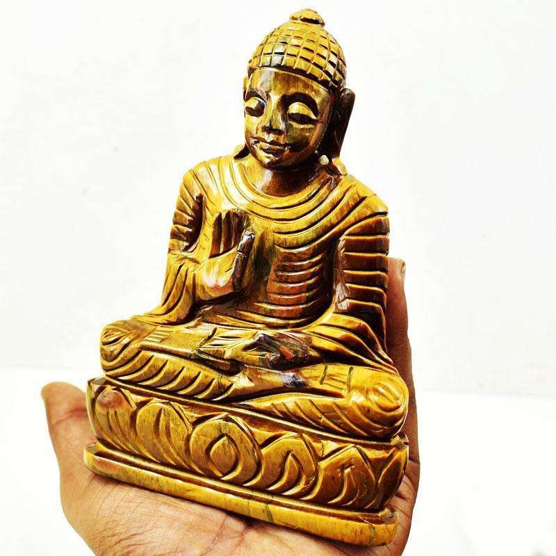 gemsmore:Craftsmen Carved Golden Tiger Eye Lord Buddha Idol