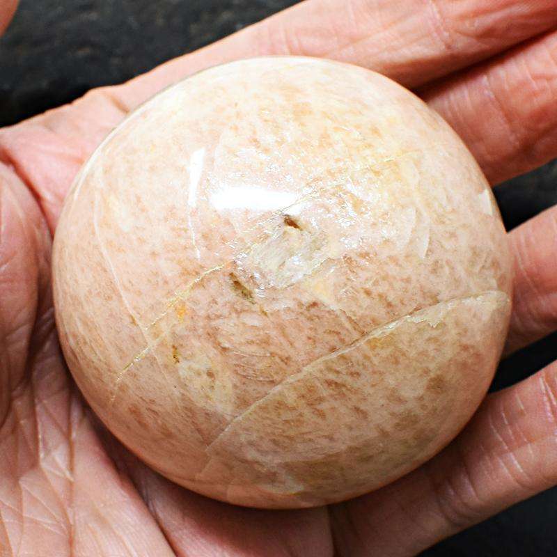 gemsmore:Craftsmen Carved Peach Moonstone Healing Ball