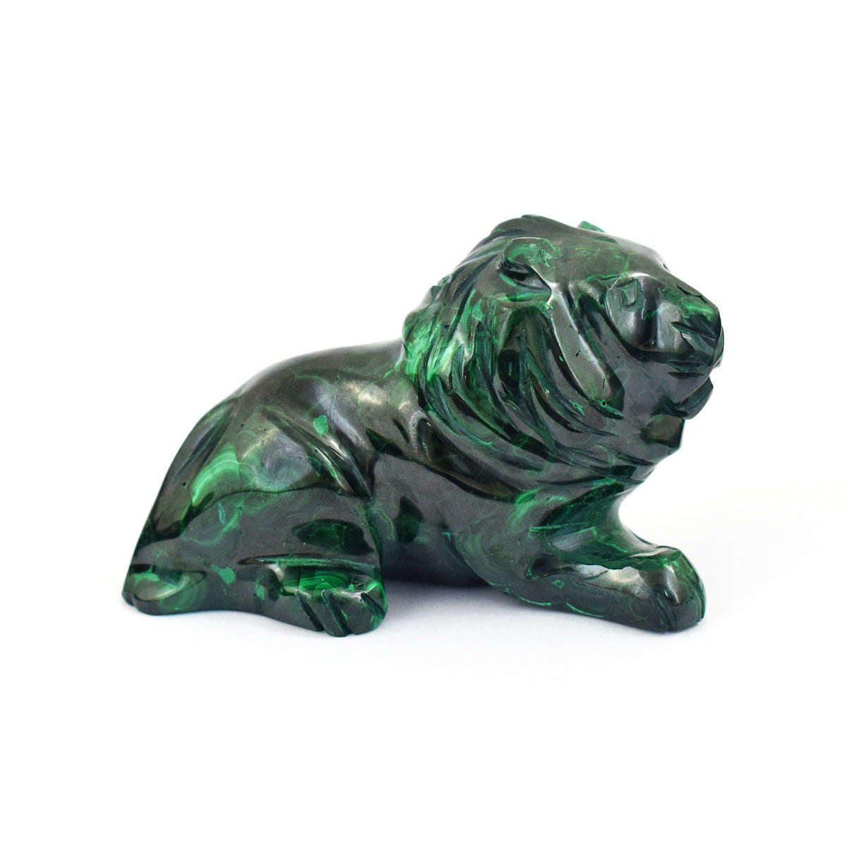 gemsmore:Craftsmen Congo Malachite Hand Carved Genuine Crystal Gemstone Carving Lion