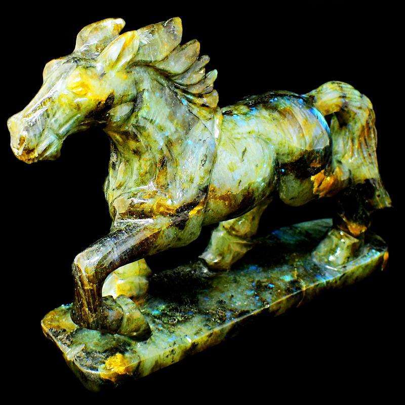 gemsmore:Craftsmen Hand Carved Labradorite Horse