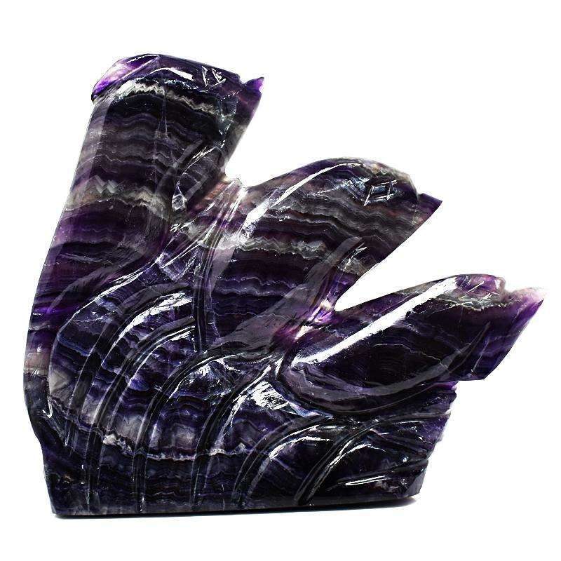 gemsmore:Craftsmen Hand Carved Purple Fluorite Gemstone Triplet Dolphin