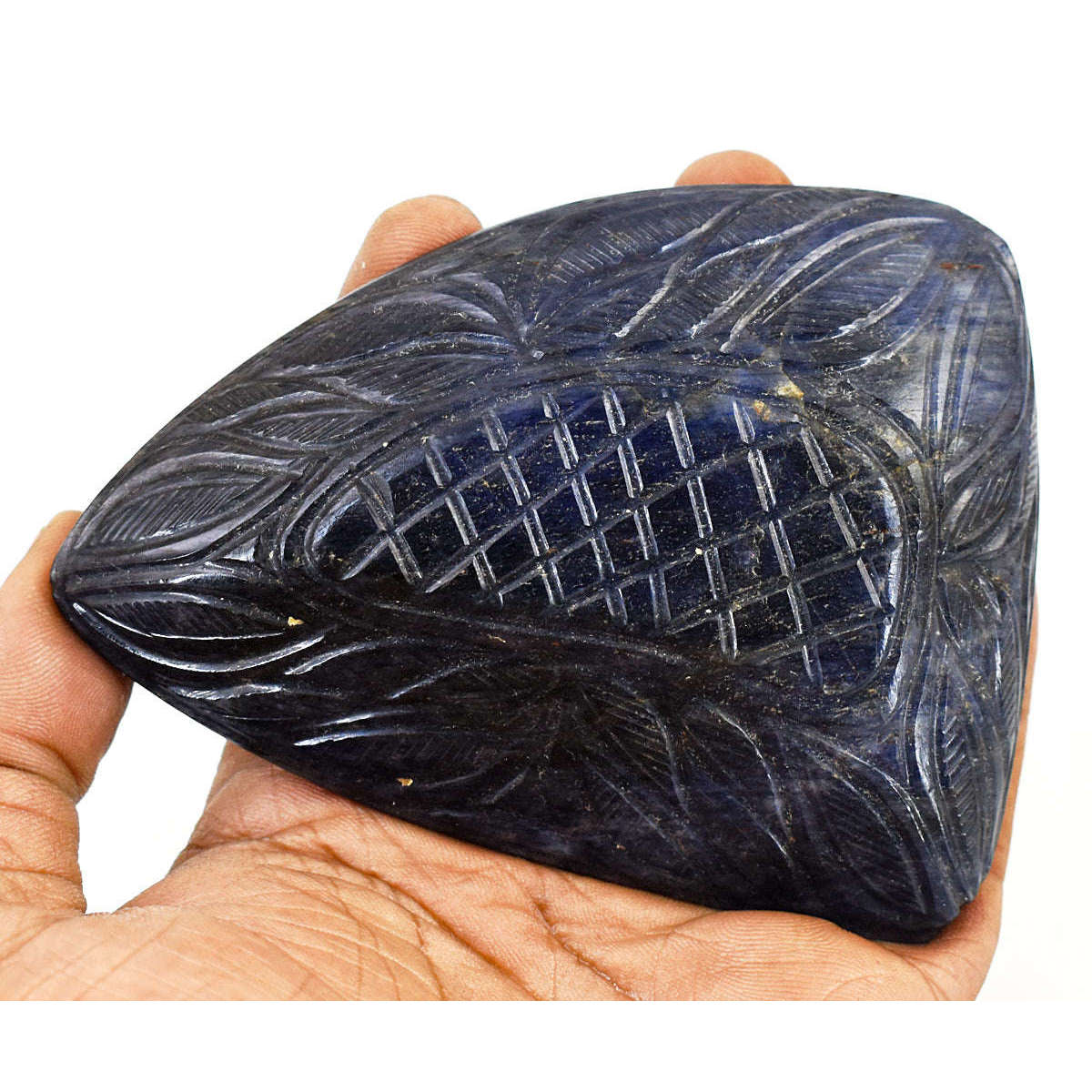gemsmore:Craftsmen Iolite  Hand Carved Genuine Crystal Gemstone Carving Candle Holder