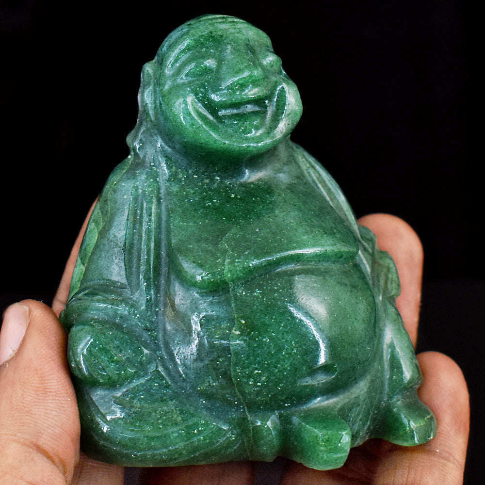 gemsmore:Craftsmen Jade Hand Carved Genuine Crystal Gemstone Carving Laughing Buddha