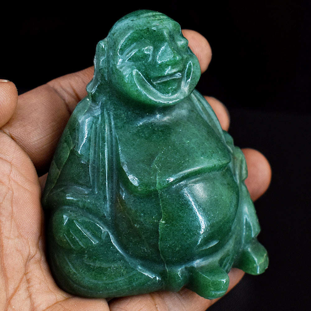 gemsmore:Craftsmen Jade Hand Carved Genuine Crystal Gemstone Carving Laughing Buddha