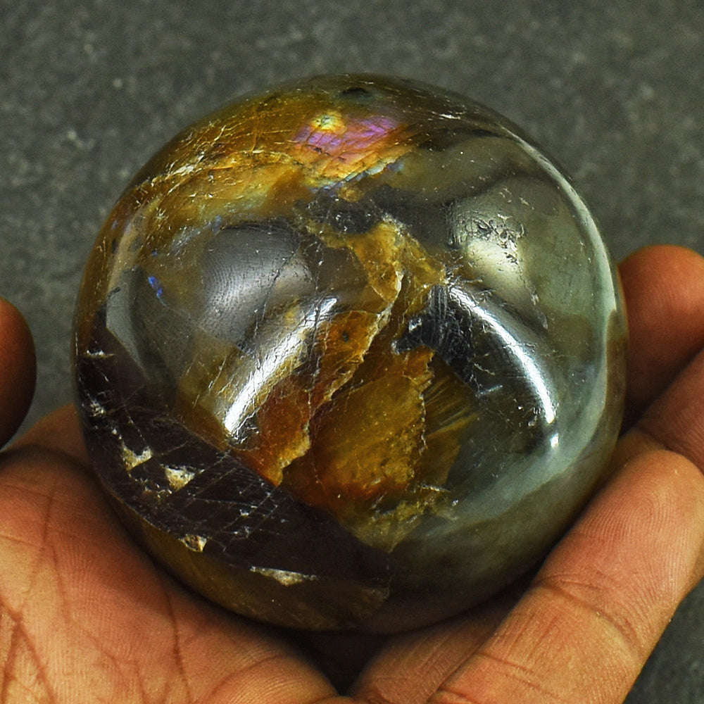 gemsmore:Craftsmen Labradorite Hand Carved Genuine Crystal Gemstone Carving Ball