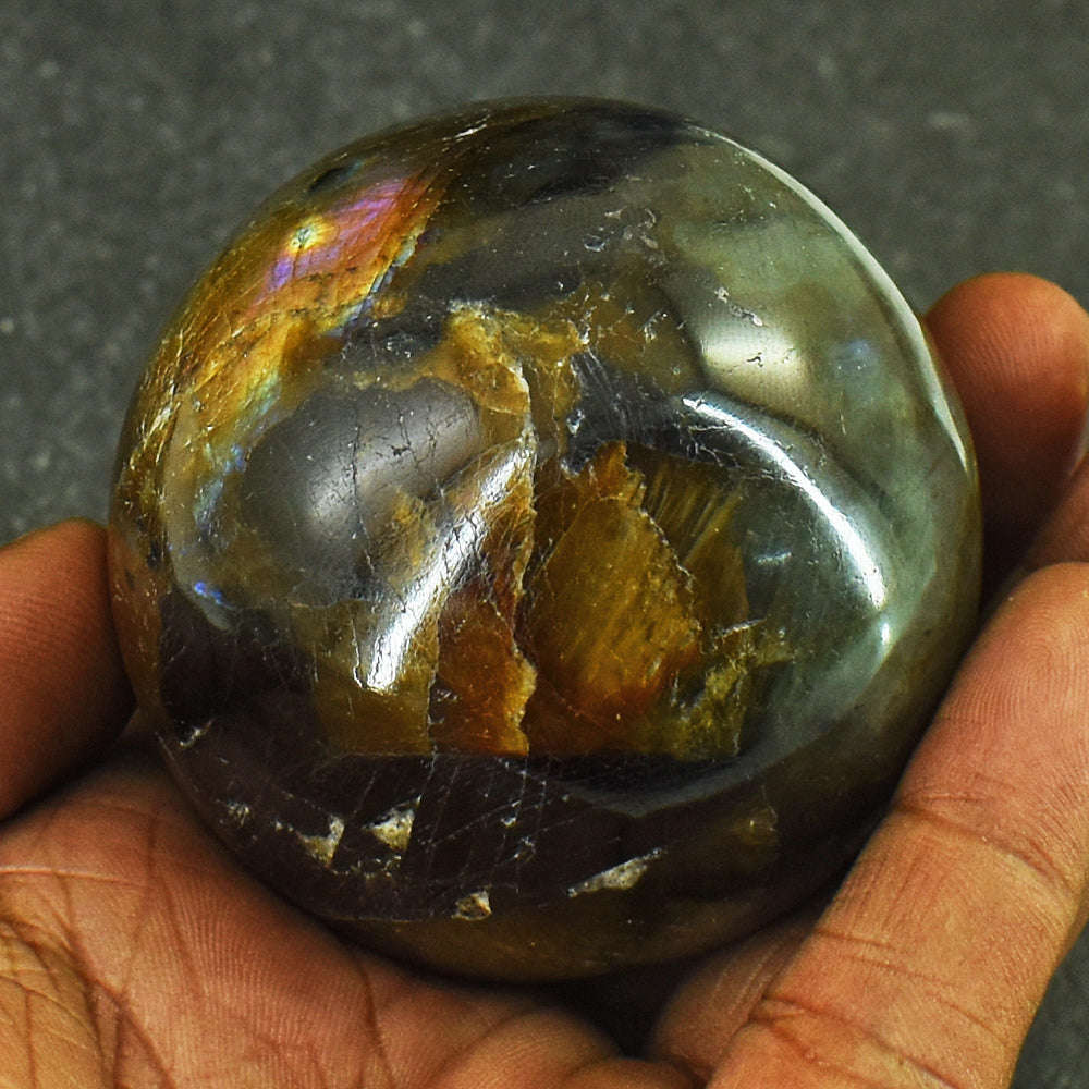 gemsmore:Craftsmen Labradorite Hand Carved Genuine Crystal Gemstone Carving Ball