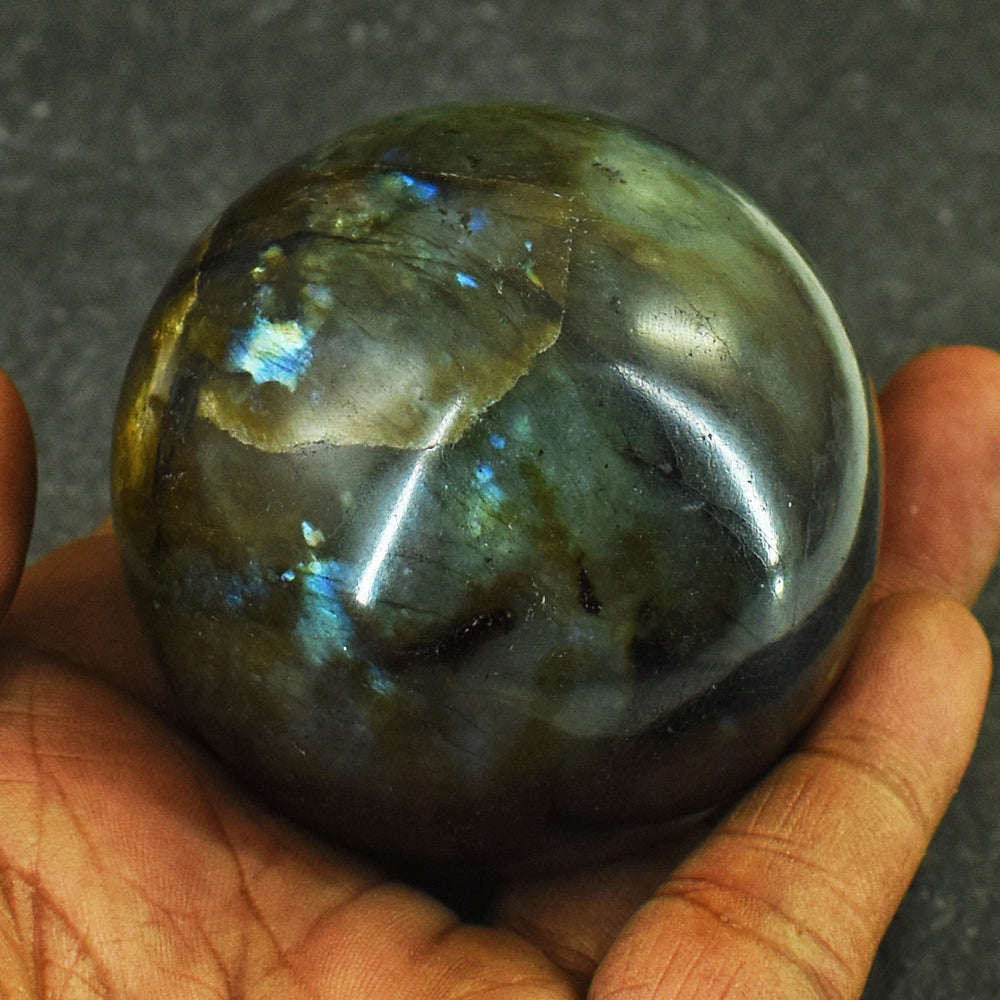 gemsmore:Craftsmen Labradorite Hand Carved Genuine Crystal Gemstone Carving Ball