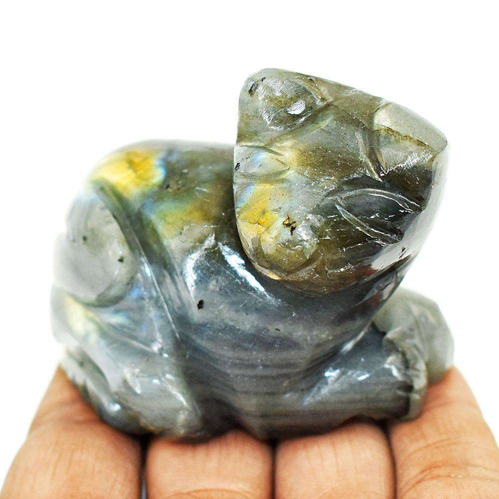 gemsmore:Craftsmen Labradorite Hand Carved Genuine Crystal Gemstone Carving Cat