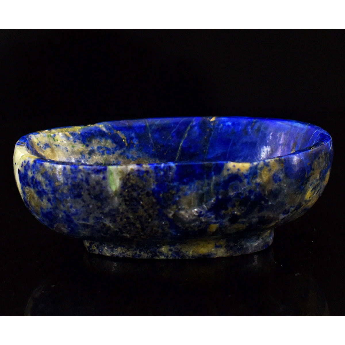 gemsmore:Craftsmen Lapis Lazuli  Hand Carved Genuine Crystal Gemstone Carving Bowl