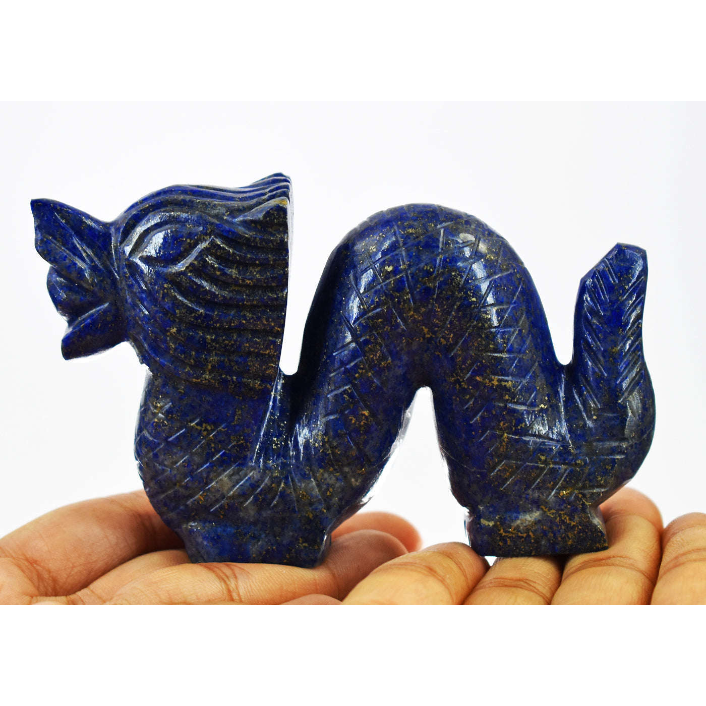 gemsmore:Craftsmen Lapis Lazuli Hand Carved Genuine Crystal Gemstone Carving Dragon