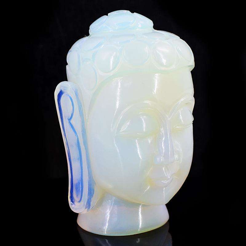 gemsmore:Craftsmen Opalite Hand Carved Genuine Crystal Gemstone Carving Buddha Head