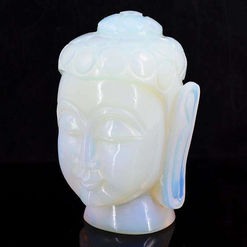 gemsmore:Craftsmen Opalite Hand Carved Genuine Crystal Gemstone Carving Buddha Head