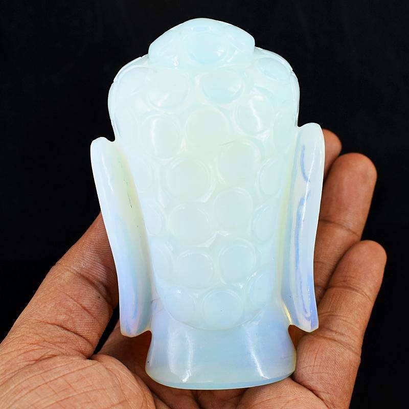 gemsmore:Craftsmen Opalite Hand Carved Genuine Crystal Gemstone Carving Buddha Head