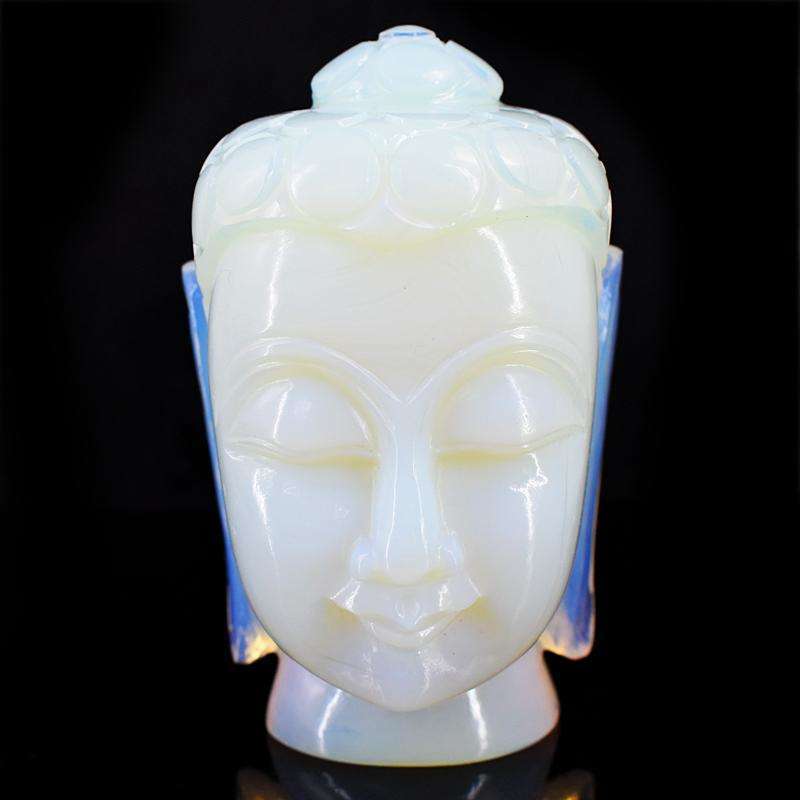 gemsmore:Craftsmen Opalite Hand Carved Genuine Crystal Gemstone Carving Buddha Head