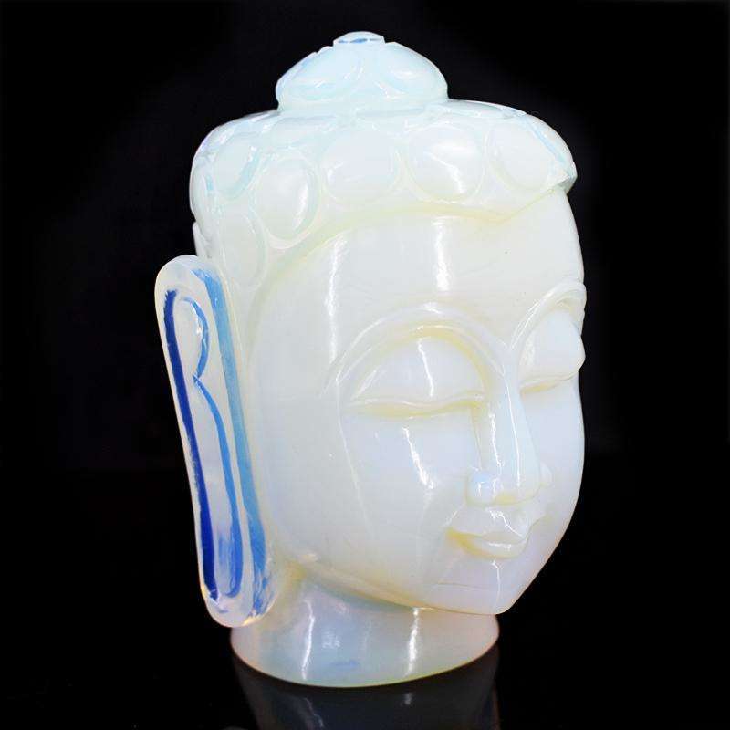 gemsmore:Craftsmen Opalite Hand Carved Genuine Crystal Gemstone Carving Buddha Head