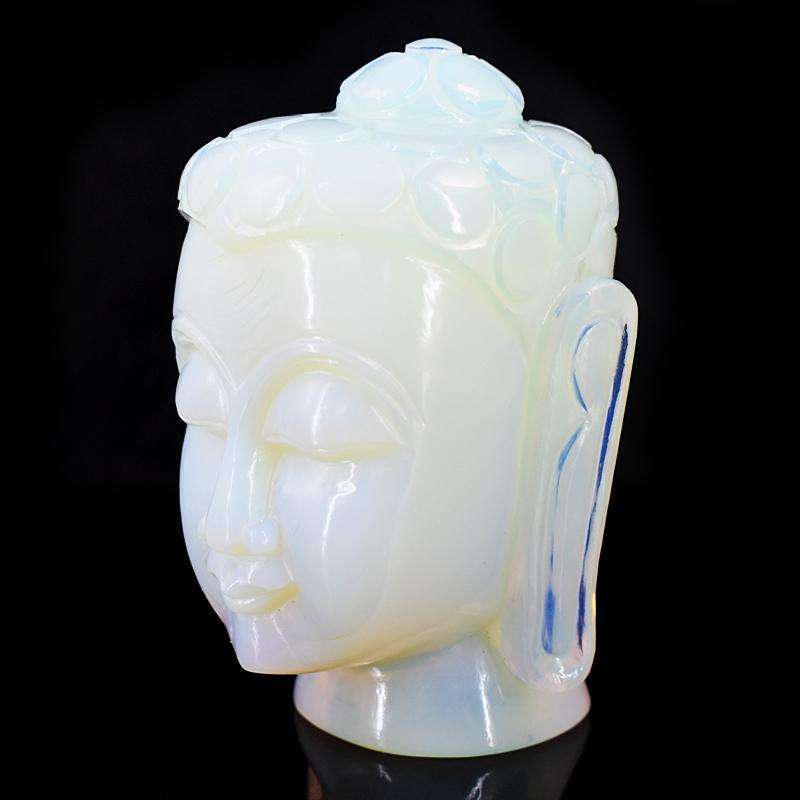 gemsmore:Craftsmen Opalite Hand Carved Genuine Crystal Gemstone Carving Buddha Head