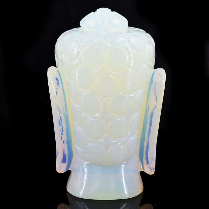 gemsmore:Craftsmen Opalite Hand Carved Genuine Crystal Gemstone Carving Buddha Head