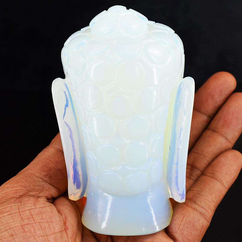 gemsmore:Craftsmen Opalite Hand Carved Genuine Crystal Gemstone Carving Buddha Head