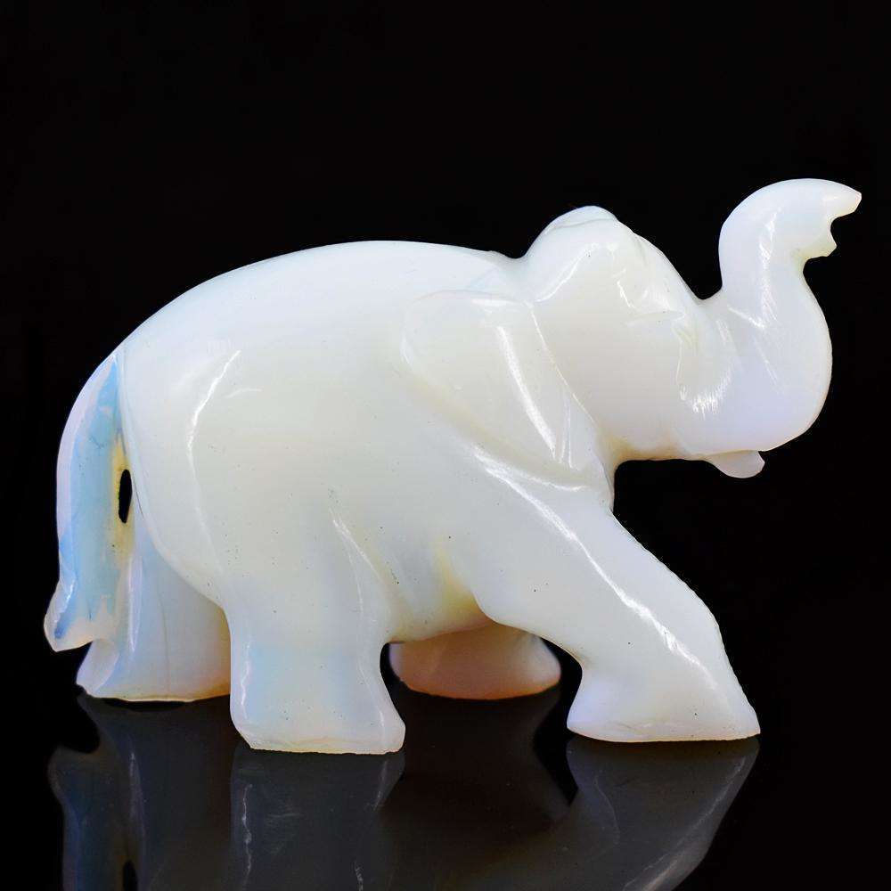 gemsmore:Craftsmen Opalite Hand Carved Genuine Crystal Gemstone Carving Elephant