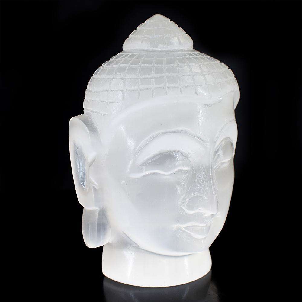 gemsmore:Craftsmen Selenite Hand Carved Buddha Head