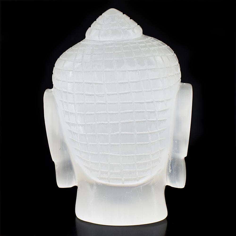 gemsmore:Craftsmen Selenite Hand Carved Buddha Head